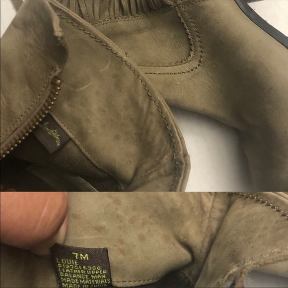 Sam Edelman Louie fringe booties size 7 stacked angled heel Dark Beige/Tan - Picture 7 of 8